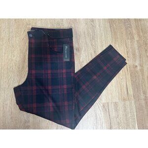 NWT Liverpool Black and Red Skinny Plaid Ponte Pants Size 14/32